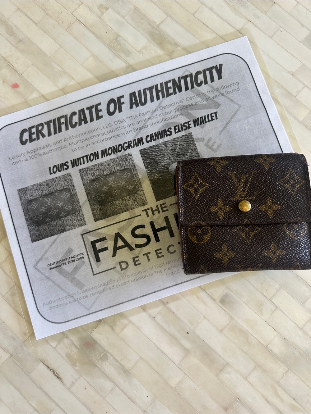 Louis Vuitton Brown Monogram Canvas Elise Wallet- Authentic